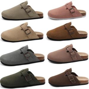 Sunnorbeck Birkenstock Shoes Female Easiest for Match Autumn Student Outdoor Lazy Shoes Casual Flats Artsy Toe Cap Semi Slipper Tide