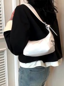 New womens armpit bag retro shoulder bag leather zipper handbag