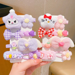 Cute Cartoon Sanrio Plush Hair Clips Girls Hair Accessories Fringe BB Clips Sweet Female Children Hairpins Headwear