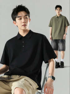 Wood soon | Spring Summer Pure Color Thick Collar Polo Shirt