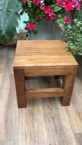 เก้าอี้ไม้ เก้าอี้ ไม้สัก สตูล กว้าง9สูง8 1/2 นิ้ว สี่เหลี่ยม เก้าอี้วินเทจ สีไม้ธรรมชาติ เก้าอี้เล็ก ม้านั่ง