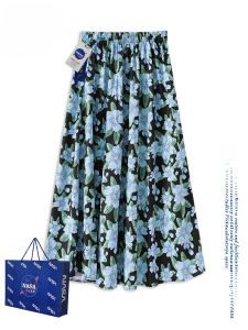 Joint Name French style Chiffon High Waist Slimming A Word Skirt Womens Autumn and Winter Floral Beach Long Skirts Big Hem Umbrella Skirt