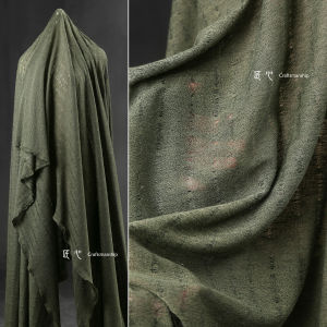 Army Green Distressed Thin Knitting Retro Classy T-shirt Texture Bottoming Shirt Blouse Cardigan Clothing Designer Fabric