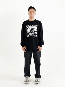 Moutley Kaos Pria Lengan Panjang Oversized Fit Katun 16s Anti-Hero OL-030125