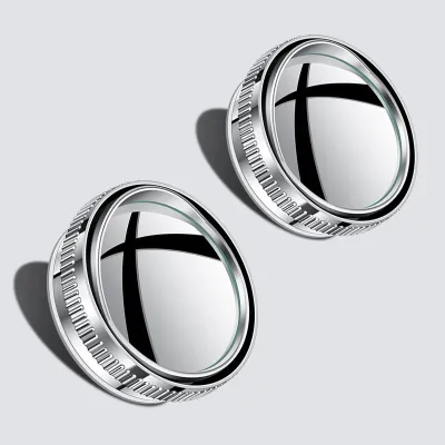 2 Gương Chiếu Hậu Điểm Mù Ô Tô Tầm Nhìn Toàn Cảnh 360 Độ Hỗ Trợ Đỗ Xe Mặt Kính Lồi Bạc Đen Trắng HD Vỏ ABS