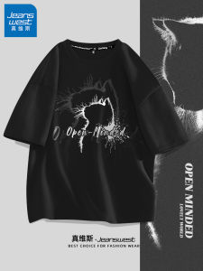 เสื้อยืดแขนสั้นผ้าฝ้ายแท้ยูนิเซ็กซ์สำหรับฤดูร้อนปี 2025 เสื้อผ้าคู่รักสีดำสไตล์อเมริกันสำหรับผู้ชาย เสื้อผ้าทำงานลำลองสำหรับวัยรุ่น