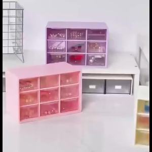 Bộ 4 Hộp Đựng Đồ Mini 9 Ngăn Chất Liệu Nhựa Bền Chất Lượng Cao Thiết Kế Kéo Ra Trong Suốt Dùng Để Sắp Xếp Đồ Dùng Linh Tinh