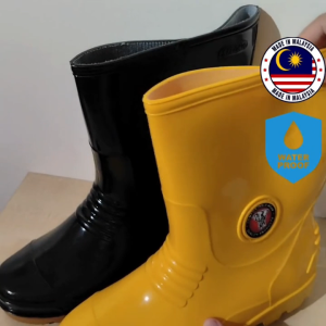 Gajah King Waterproof Mid Cut Rain Boots Size 38-45 Work Boots Fabric Lining Made in Malaysia