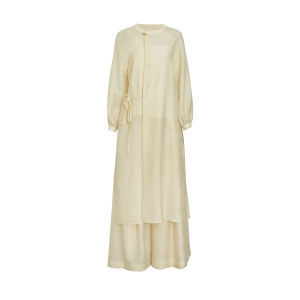 MASSCSALLY | Traditional Chinese Zen Ramie Three Piece Set Female 2026 Summer New Arrival