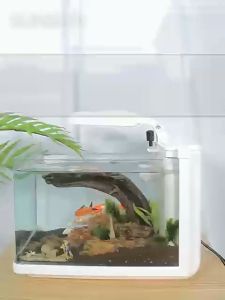 Table Top Fish Tank Set Aquarium Living Room Fish Aquarium Small Fish Tank Small Ecologic Curved Fish Tank Side Filter Household Glass Fish Tank Mini Aquarium  鱼缸