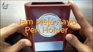 TEMPAT PULPEN PEN HOLDER KAYU WADAH PEN JAM MEJA SOUVENIR JAM ANALOG
