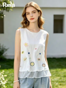 puella | Sleeveless Fitting Two-in-One Embroidery Tank Top