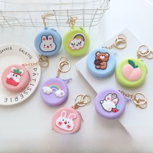 Cartoon round Silicone Coin Purse Ins Style Coin Storage Bag Wallet Key Case Promotional Gifts Custom Logo
