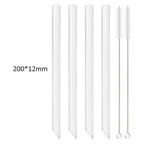 High Borosilicate Glass Straw Set Reusable Straw 12mm Wide Smoothie Straw for Bubble Tea Milkshakes Drinking for Bar Accessories