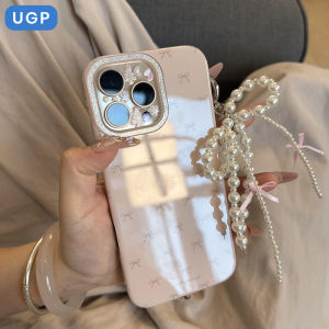 เคสโทรศัพท์มือถือ Apple 17Promax รุ่นใหม่ปี 2025 สำหรับผู้หญิง สีชมพู ดีไซน์ผูกโบว์ผีเสื้อพร้อมสายรัด เคสป้องกันแบบครอบคลุมทั้งตัว