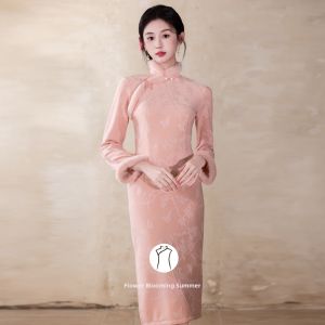 Warm Velvet Pink Chinese Style Cheongsam