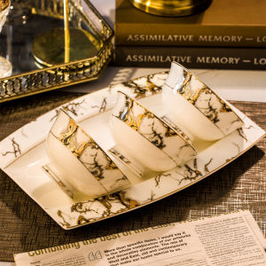 Luxurious Bone China Dining Set Elegant Ceramic Bowl Plate Combination for Gifts Nordic Style Home Use with Golden Edge