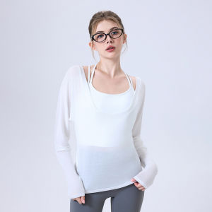 Womens Fitness Yoga Long Sleeve Batwing Top round Neck Slimming T-Shirt Running Pilates Sportswear Abdomen Shaping Gymwear