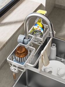 TAOSHI | Kitchen Faucet Mount Dish Drying Rack Sponge Holder Scrub Sponge Storage