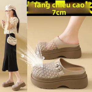 DINGMUYI | Dép Bít Mũi Đế Dày Tăng Chiều Cao Thoáng Khí