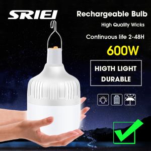 SRIEI 600W Portable Light Bulb Waterproof  Rechargeable LED Light Bulb Outdoor LED Night Market Light Outdoor Camping Light Emergency Lamp