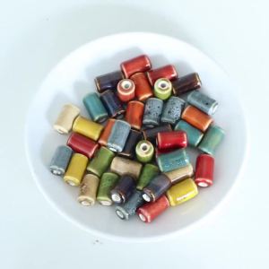 10Pcs Colored Floral Glaze Ceramic Beads Cylinder Tube Shape Loose Spacer Porcelain Bead For DIY Craft Bracelet Necklace Jewelry