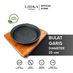 Looka Cast Iron Hot Plate / Piring Steak Model Bulat Garis