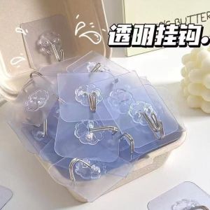 Transparent Wall-Mounted Hooks No-Drilling Kitchen Strong Adhesive Hooks Sticky Glue Hooks No Trace on Wall Powerful Hooks