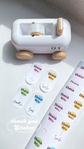 พร้อมส่ง สติ๊กเกอร์ขอบคุณ แพ็ก 100 ดวง ได้ 4 ลายน่ารัก ไดคัทพร้อมใช้งาน