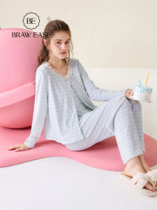 BE | Stripe Milk Velvet Winter Home Wear Set of 3 Pieces