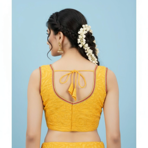 premiumTurn heads with this stunning bright yellow brocade blouse