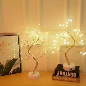 Toko Halo: Lampu Tidur Model Pohon Ranting Unik Colokan USB & Tenaga Baterai Dekorasi Kamar Kawat Tumblr LED