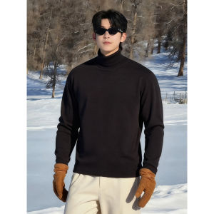 เสื้อยืดคอปกสูงแบบสวมหัวแขนยาวผ้าเดอร์โมนสำหรับผู้ชาย ทรงหลวม ทรงปกติ ไม่ต้องรีด ผ้าฝ้ายผสมโพลีเอสเตอร์ ฤดูใบไม้ร่วง