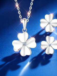 East Beauty | 999 Sterling Silver Moissanite Necklace and Earring Set