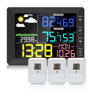 2025 Digital Thermometer Wireless Weather Station with 8.3 Color Screen 3-in-1 Indoor/Outdoor Sensor Dew Point Monitor