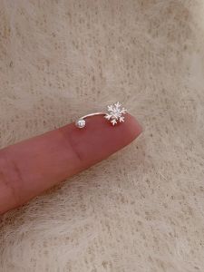 Christmas Fashion Snowflake Horse Hoof Ring Earrings 999 Pure Silver New Year Style Womens Jewelry Ear Decorations