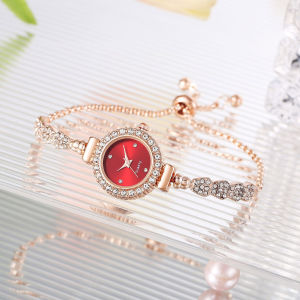 Hoyee Womens Diamond Watches Bracelet Easy to Read Dial Elegant Rhinestone Bracelet Wristwatch for Girlfriend Birthday Gift Quartz Wrist Watches Fashion Korean watch for women Crystal Round Bracelet Wrist Watch jam tanggan perempuan