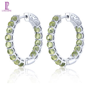 Lohaspie Jewelry Genuine 4.5 Carats Solid Sterling Silver 925 Jewelry Natural Peridot Clip Earring Cabochon Cut Gemstone Peridot Earring For Women Wedding Gift Jewelry