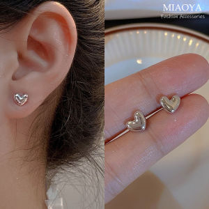 MIAOYA Fashion Jewelry Shop Simple Heart Stud Earrings For Women Silver Color Metal Accessories For Couples Exquisite Birthday Gifts