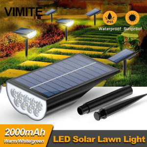【Ready】Vimite 9/18LED Solar Lawn Light Spotlight Outdoor Waterproof Auto ON/OFF Decoration  Garden Lamp for Yard Path House Villa Fence  Driveway Pool Landscape Warm 太阳能led灯户外