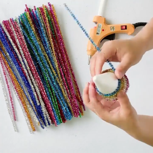 100Pcs Glitter Chenille Stems Flexible Bendable Plush Tinsel Stems Kids DIY Craft