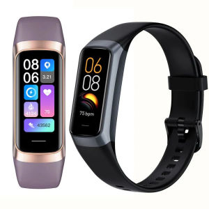 Lige สายรัดข้อมืออัจฉริยะสำหรับผู้ชายและผู้หญิงสมาร์ทวอท์ช1.1นิ้ว AMOLED อัตราการเต้นของหัวใจกันน้ำสายสายรัดข้อมือฟิตเนสวัดอุณหภูมิร่างกาย
