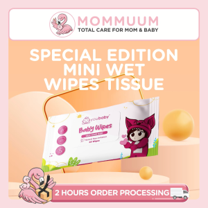 Youbaby Special Edition Mini Wet Wipes Tissue (10 Wipes/Pack) - Gentle & Non-Irritating Portable Baby Wipes