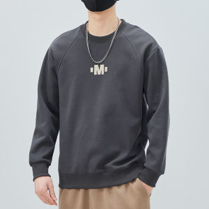 Mens round Neck Fleece Lined Sweatshirt Casual Base Layer Shirt Loose Fit Spring Autumn Winter Fashion Print Cotton Polyester Blend