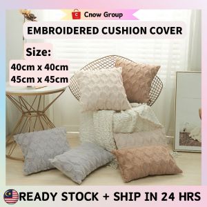 Plush Geometric Embroidered Cushion Cover Pillow Cover Sofa Pillowcase Cushion Case