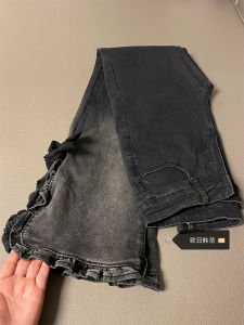 กางเกงยีนส์ทรงขาบานเอวสูงสำหรับผู้หญิง กางเกงขายาวทรงหลวม ทรงเข้ารูป กางเกงยีนส์ทรงขาบานสีอ่อนแบบเรียบง่าย