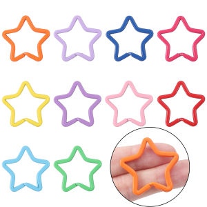 2/5Pcs/lot 33x35mm Colorful Star Key Ring Pentagram Shape Metal Key Rings Split Rings for DIY Jewelry Making Handmade Cute Keychain Accessories