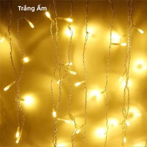 4Mx0.6M LED Icicle Dây Đèn EU Cắm Giáng Sinh Vòng Hoa Ngoài Trời Trang Trí Rủ Xuống Ánh Sáng Cho Đám Cưới Sân Vườn Chiếu Sáng Đường Phố