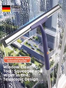 Streak-Free Portable Window Cleaning Tool with Extendable Pole