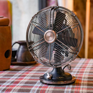 Antique Metal Desk Fan Small Oscillating Tabletop Fan for Office Use 8-Inch Diameter Three Speeds No Remote Control SUNKO Brand